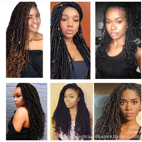 18 inch goddess wavy synthetic braided hair faux crochet braid hair extension